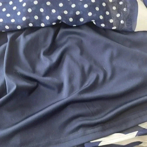 [L]Ryu Anthropologie Polka Dot Navy Blue  Whirled Tour Dress adjustable Neck Tie - Picture 14 of 16